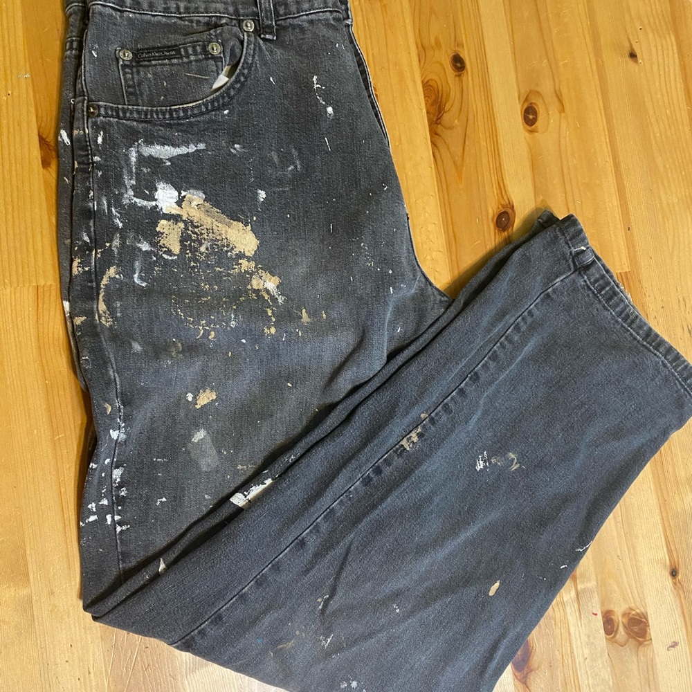 Thrashed Calvin Klein Black Jeans Distressed